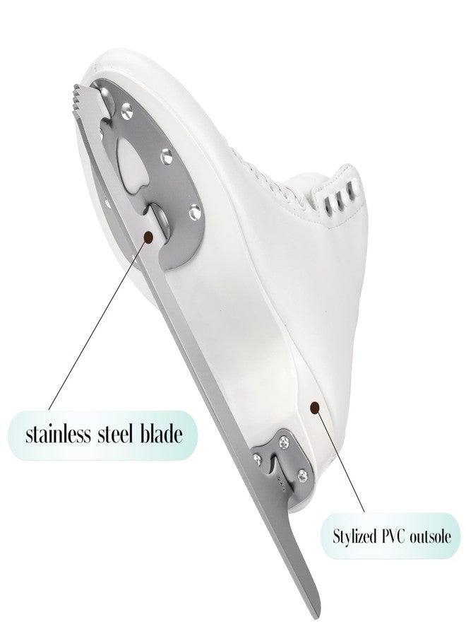 Tuosamtin Ice Skates for Women & Girls,Figure Skates with Premium Microfiber Leather, Stainless Steel Blades & Full-Fit Memory Foam Interior for Ultimate Comfort (White) (White, 7) - Image 4