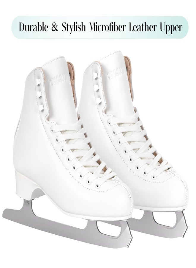 Tuosamtin Ice Skates for Women & Girls,Figure Skates with Premium Microfiber Leather, Stainless Steel Blades & Full-Fit Memory Foam Interior for Ultimate Comfort (White) (White, 7) - Image 5