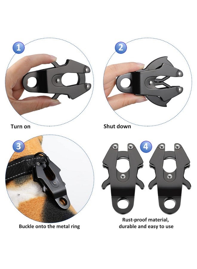 Reginary 2 Pcs Frog Clip Dog Leash Clip for Linking Black Pet Collar Clasp Quick Release Frog Cable Dog Leash Buckle Chain Replacement Clasp - Image 3
