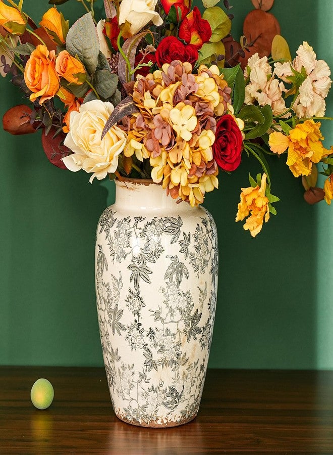 Sungmor Blue and White Ceramic Flower Vase, Vintage Ice Crackled Glazed Porcelain Vase, Pretty Centerpieces Flower Arrangement Vase for Home Decor, 10.2 Inch Decorative Vases for Table, Shelf, Mantel - Image 4