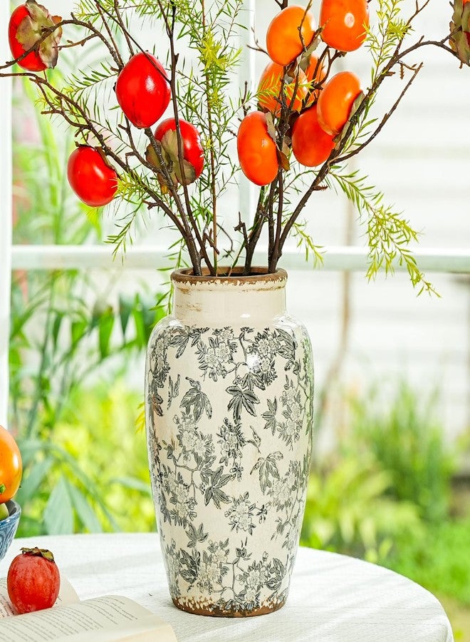 Sungmor Blue and White Ceramic Flower Vase, Vintage Ice Crackled Glazed Porcelain Vase, Pretty Centerpieces Flower Arrangement Vase for Home Decor, 10.2 Inch Decorative Vases for Table, Shelf, Mantel - Image 2