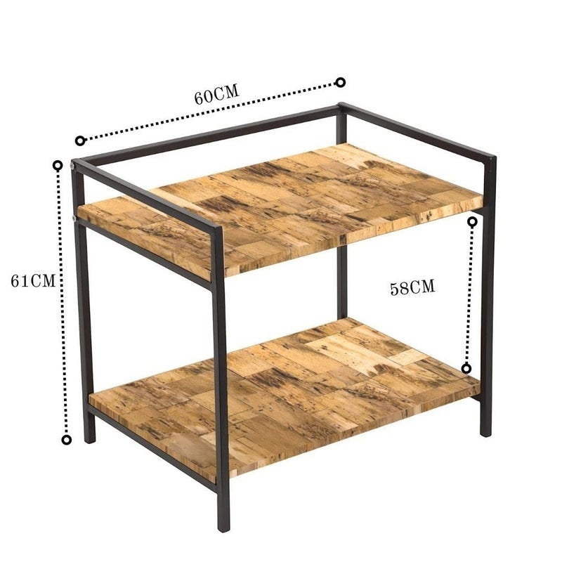 HIRVALL HIRVALL Microwave Stand Kitchen Platform Oven Stand Rack Toaster Printer Stand Organizer with Storage Shelf Acacia Solid Indian Wood and Mild Steel Metal White  - Image 4