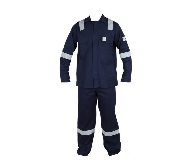 KOMY Fire Retardant Shirt & Pant Set , 240GSM 100%  Cotton Mercerized Pre-Sharunk fabric PYROVATEX , Fire Retardant 2/1 LHT- KMFR02 - Blue - Image 3