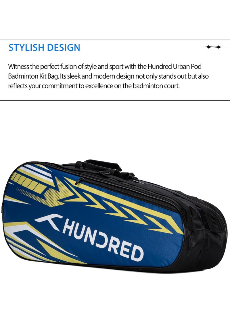 HUNDRED Urban Pod Badminton Kit-Bag| Unisex | Material: Polyester | 3 Spacious Compartments | Double Zipper Closure - Image 3