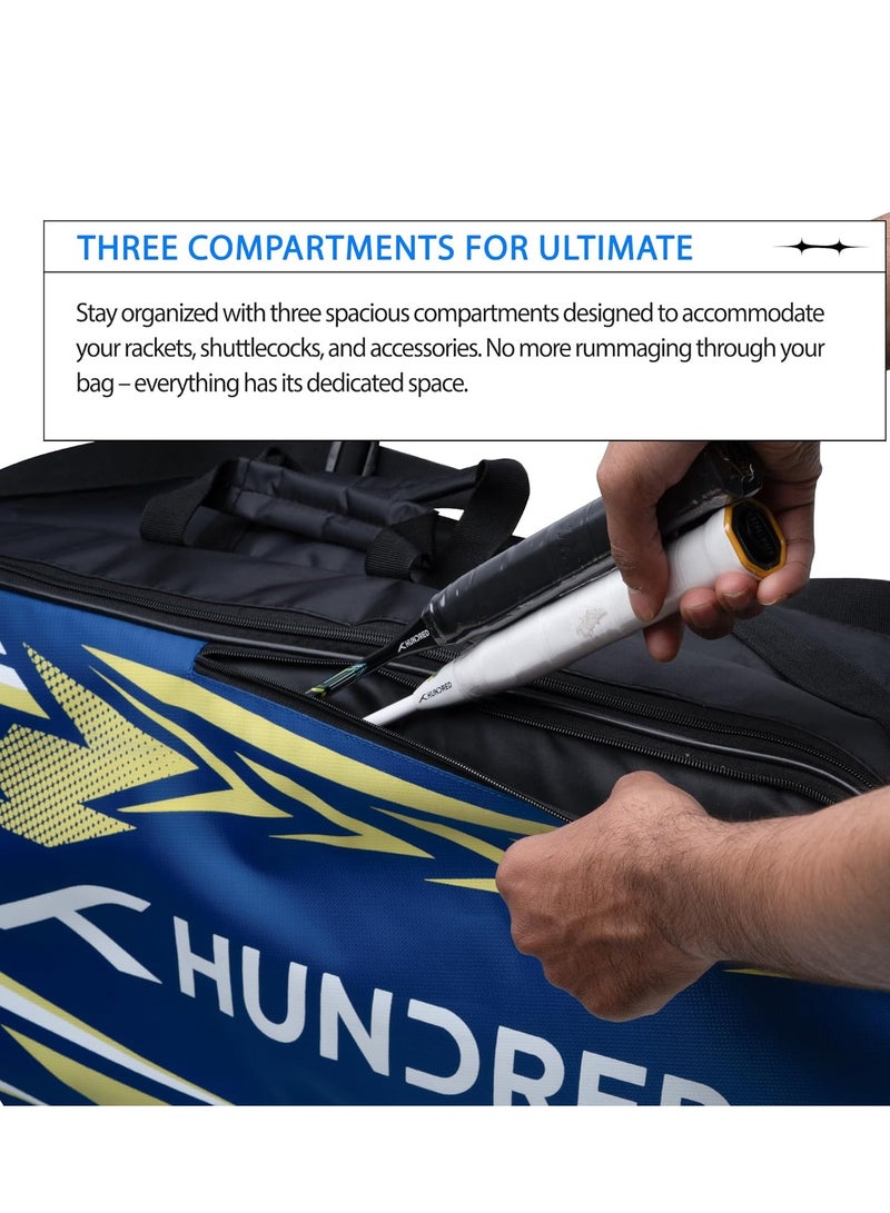 HUNDRED Urban Pod Badminton Kit-Bag| Unisex | Material: Polyester | 3 Spacious Compartments | Double Zipper Closure - Image 4