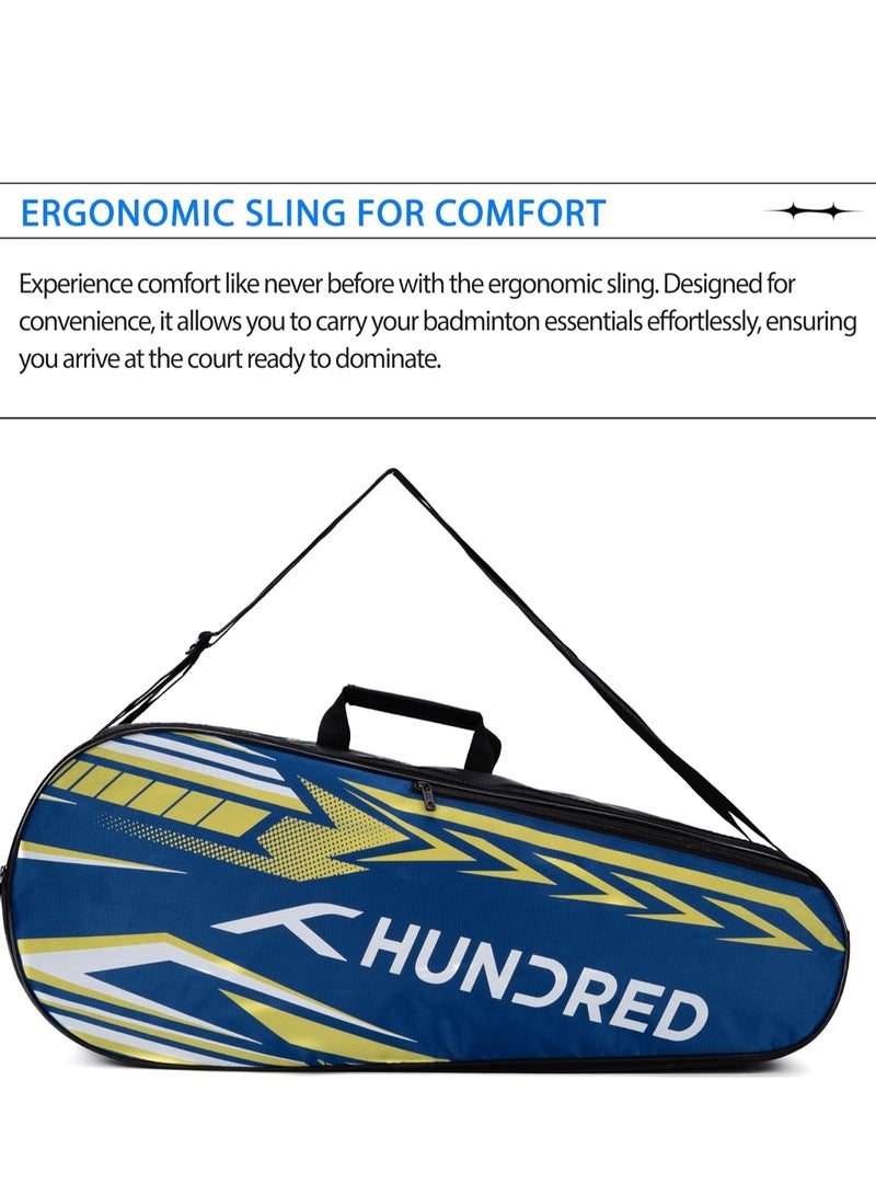 HUNDRED Urban Pod Badminton Kit-Bag| Unisex | Material: Polyester | 3 Spacious Compartments | Double Zipper Closure - Image 5