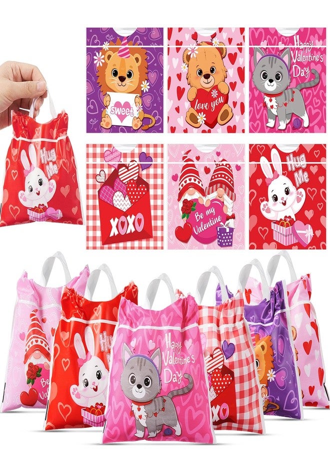 Funnymoom أكياس هدايا بلاستيكية من Funnymoom، 60 قطعة، لعيد الحب. أكياس هدايا لحفلات عيد الحب، أكياس برباط على شكل حيوانات لطيفة، مثالية لتوزيع الهدايا في حفلات عيد الحب، وهدايا الأطفال في الفصول الدراسية. - Image 1