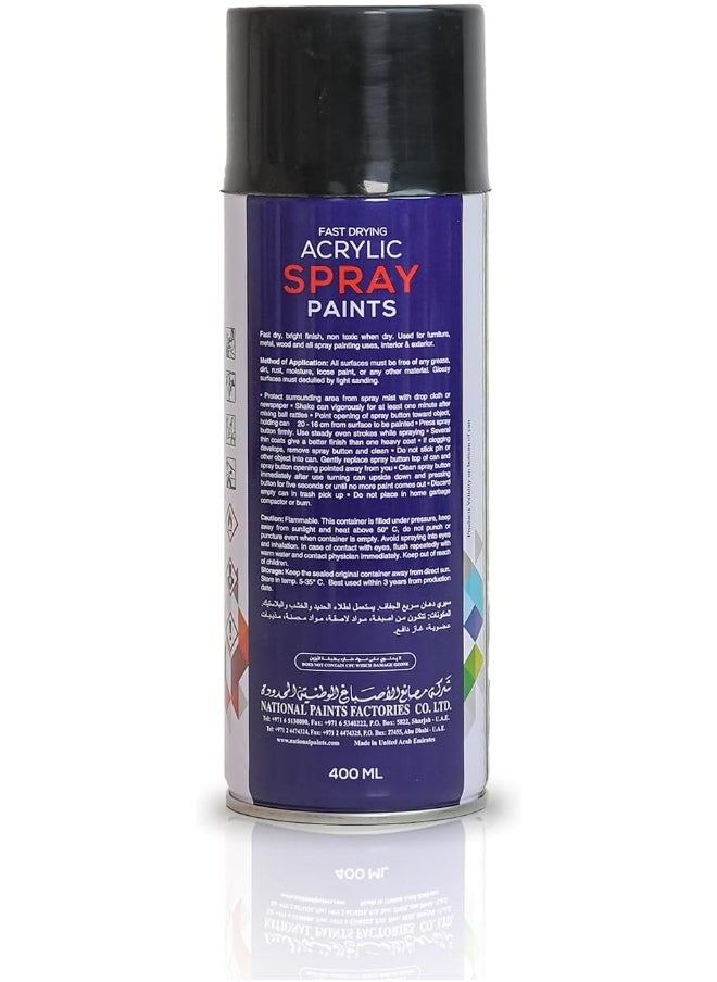 NATIONAL PAINTS National Paints Fast Drying Acrylic Spray Paint - Black Gloss 201  - Image 2