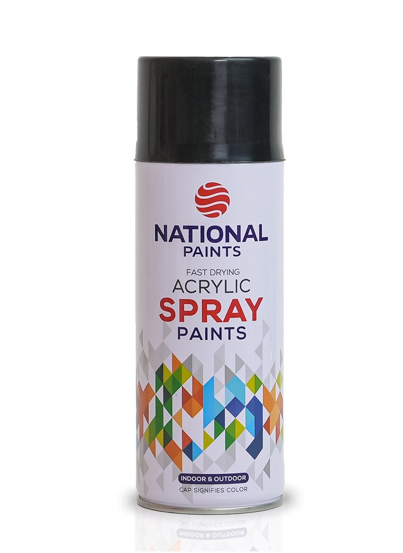 NATIONAL PAINTS - Fast Drying Acrylic Spray Paint - BLACK GLOSS 201 - Image 1