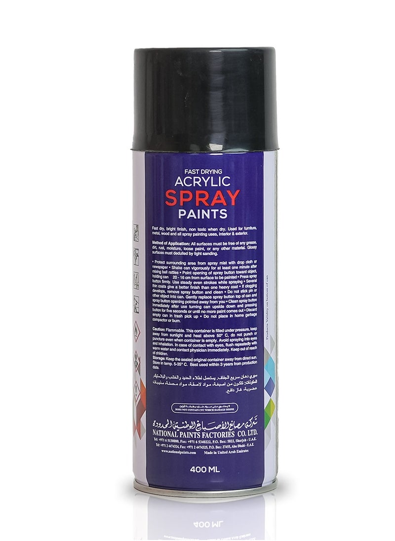 NATIONAL PAINTS - Fast Drying Acrylic Spray Paint - BLACK GLOSS 201 - Image 1