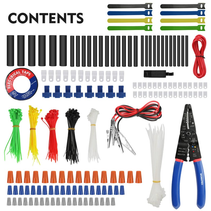 WORKPRO 582-piece Crimp Terminals, Wire Connectors, Heat Shrink Tube, Electrical Repair Kit with Wire Cutter Stripper - Image 2