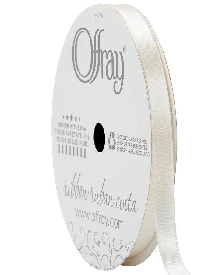Offray Single Face Satin Craft and Decorative Ribbon, 3/8" Wide, 21-Foot Spool, Antique White (146185) - Image 1