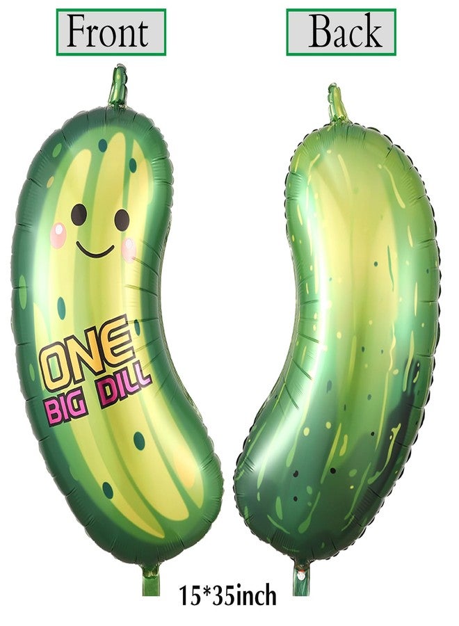 GIHOO One Big Dill Balloon Arch Kit Pastel Sage Green Pink Balloons with Funny Food Pickle Cucumber Foil Balloons for Pickle Dill Theme Birthday Party Decoration (Pink Sage Green) - Image 4