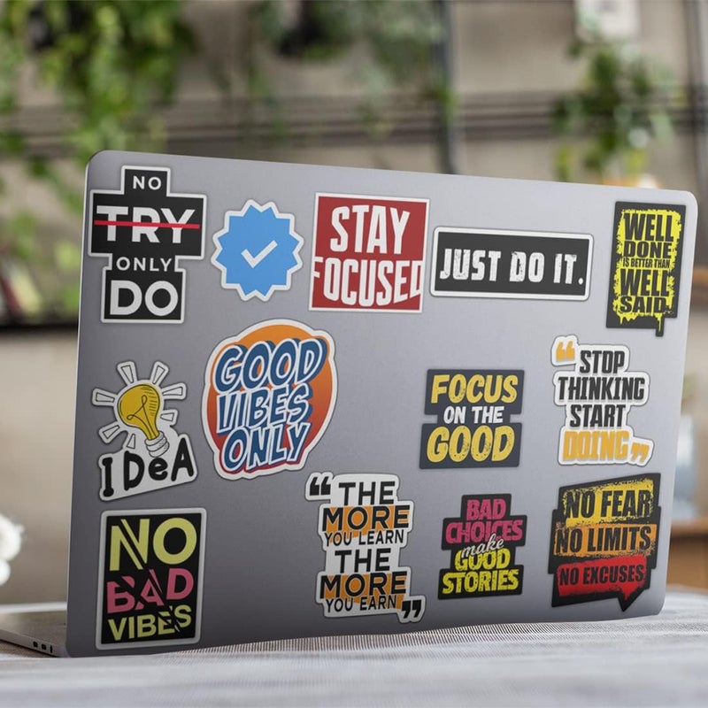 WALLTON (Pack of 13 Stickers) Inspiration Vinyl Sticker Motivation Quotes Stickers for Laptop Trackpad All Models Laptop Sticker Laminated Vinyl Printed DIY Notebook, Laptop, Bicycle, Helmet - Image 3