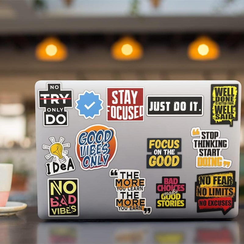 WALLTON (Pack of 13 Stickers) Inspiration Vinyl Sticker Motivation Quotes Stickers for Laptop Trackpad All Models Laptop Sticker Laminated Vinyl Printed DIY Notebook, Laptop, Bicycle, Helmet - Image 4