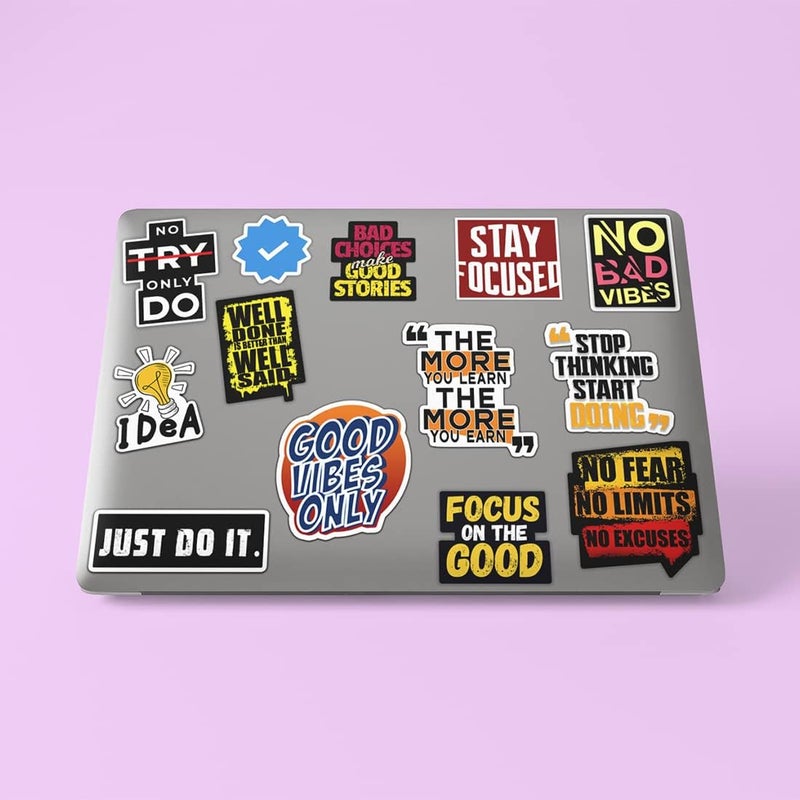 WALLTON (Pack of 13 Stickers) Inspiration Vinyl Sticker Motivation Quotes Stickers for Laptop Trackpad All Models Laptop Sticker Laminated Vinyl Printed DIY Notebook, Laptop, Bicycle, Helmet - Image 5