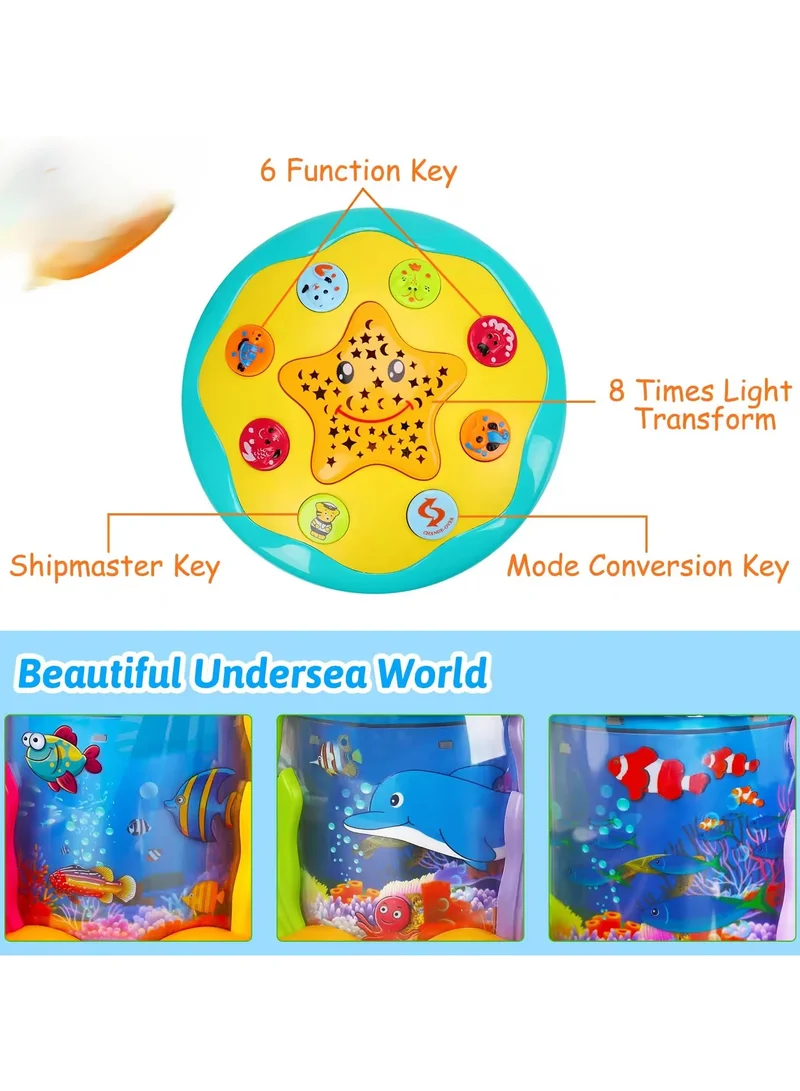 TOOLY TOOLY 4 Function Musical Toy, Musical Projector Rotating, Midi Mode, Instruments, Music, Rhythm Drum, Aquatic Theme (Size: 16 x 16 x 17 cm)