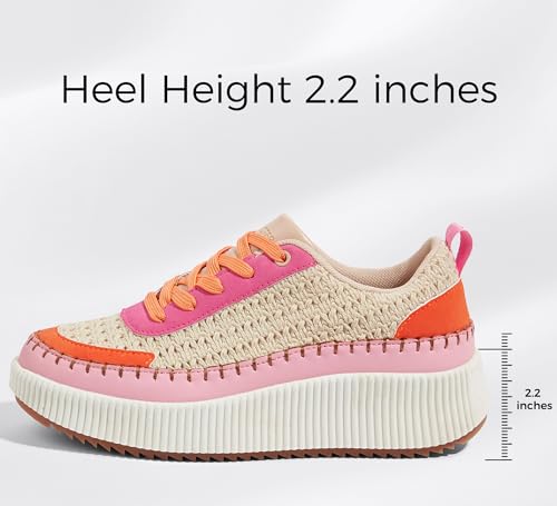 LUCKY STEP Women's Running Shoes Knit Non Slip Walking Trainers Casual Breathable Lightweight Sports Sneakers(Pink/Orange Knit,7 B(M) US) - Image 3
