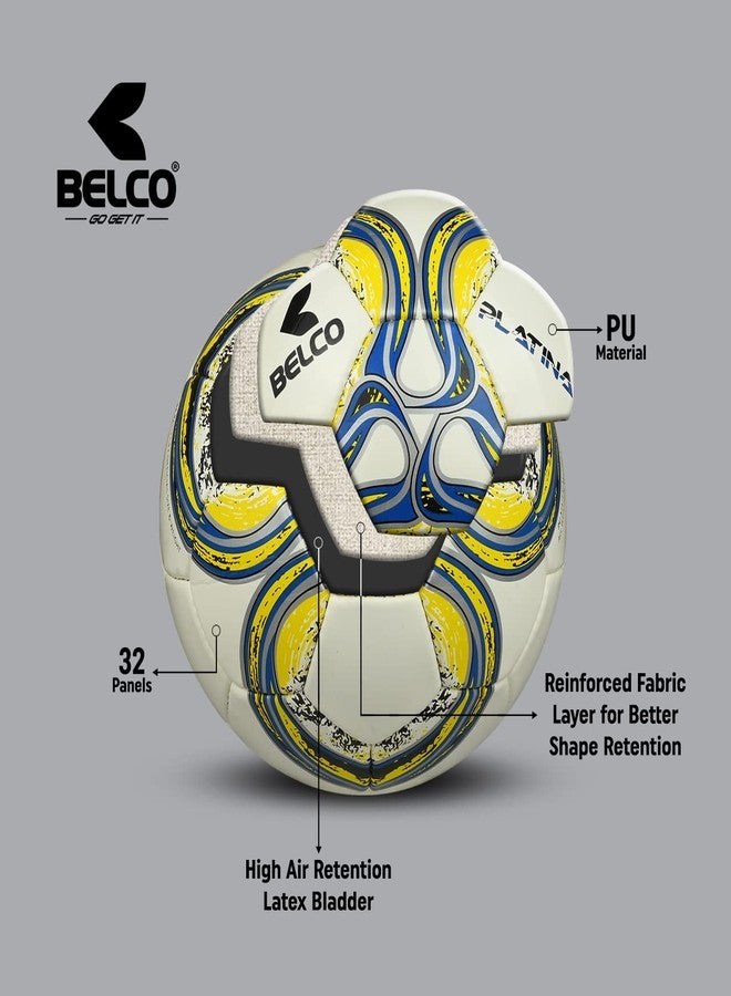 Belco Sports Platina Yellow 4Ply 1.5m PU 32 Panel Football Size 5 - Image 4