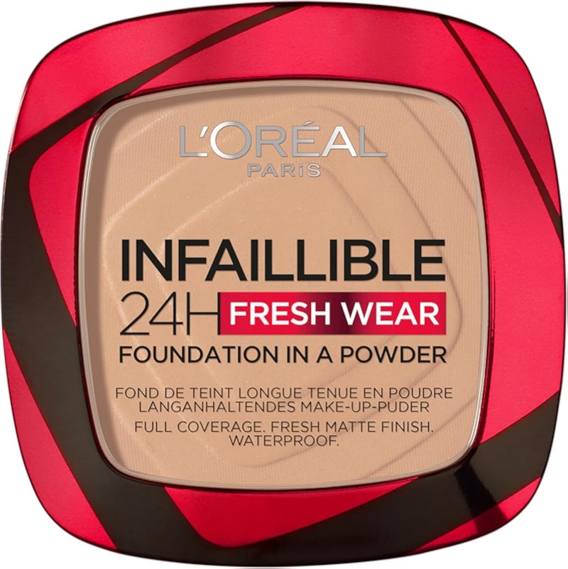 Lâ€™OrÃ©al Paris Infaillible 24H Fresh Wear Foundation in a Powder - Waterproof, Full Matte Coverage Transferproof Makeup - 120 Vanilla