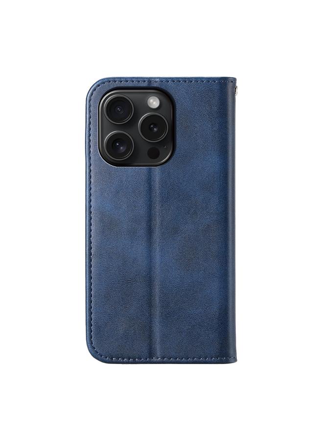 S-TOP Case For iPhone 15 Pro Cubic Grid Calf Texture Magnetic Leather Phone Case - Image 3