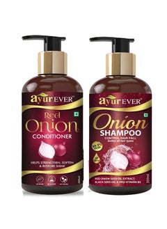AYUREVER Onion Oil Shampoo (300 Ml) + Onion Conditioner (300 Ml) 
