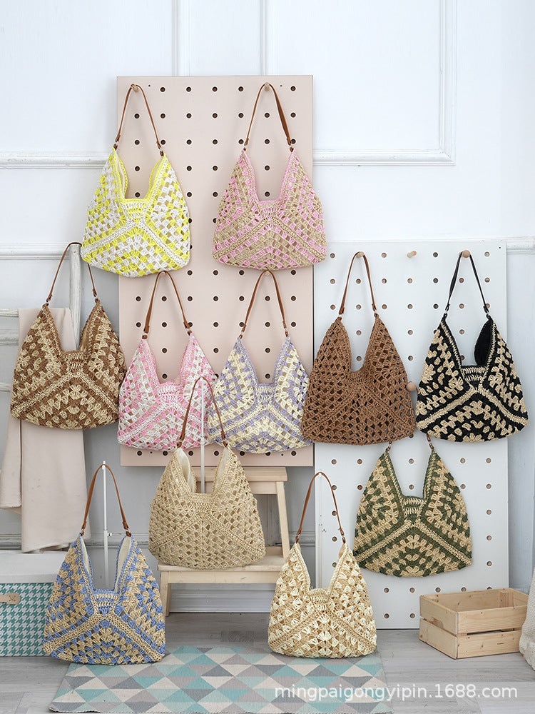 Internet-Famous Handmade Woven Hollow Bags Manufacturer Versatile Woven Bags For Commuting, Vacation, Travel, Straw Beach Bags - Image 2