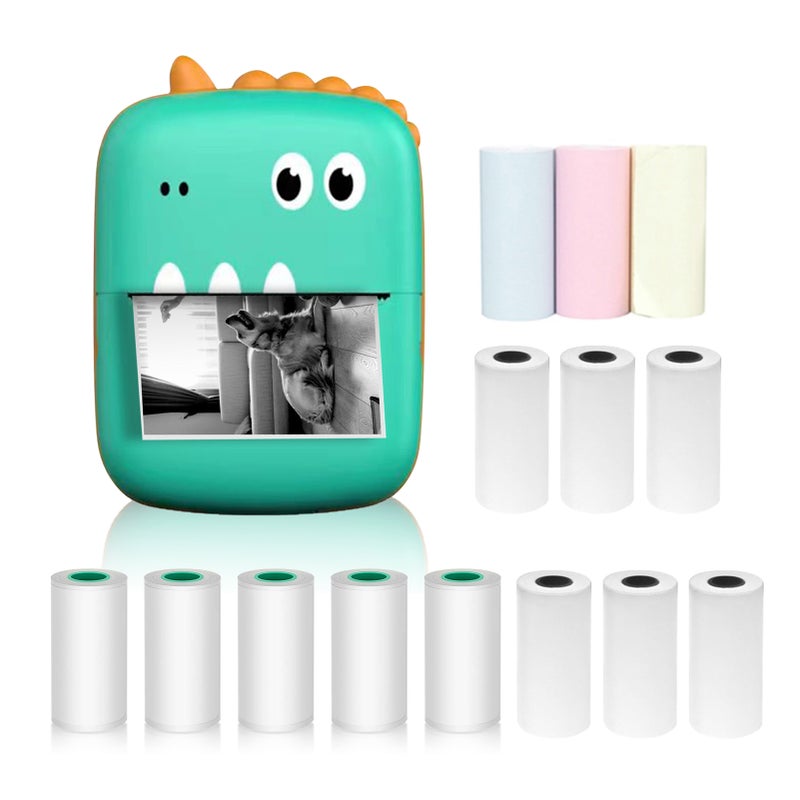 Mini Thermal Printer Multifunction Portable Sticker Maker Instant Photo Inkless Printing Support BT Connection for Smartphone with 9 Paper Rolls 57mm + 5 Self-Adhesive Paper Rolls Compatible with iOS - Image 1