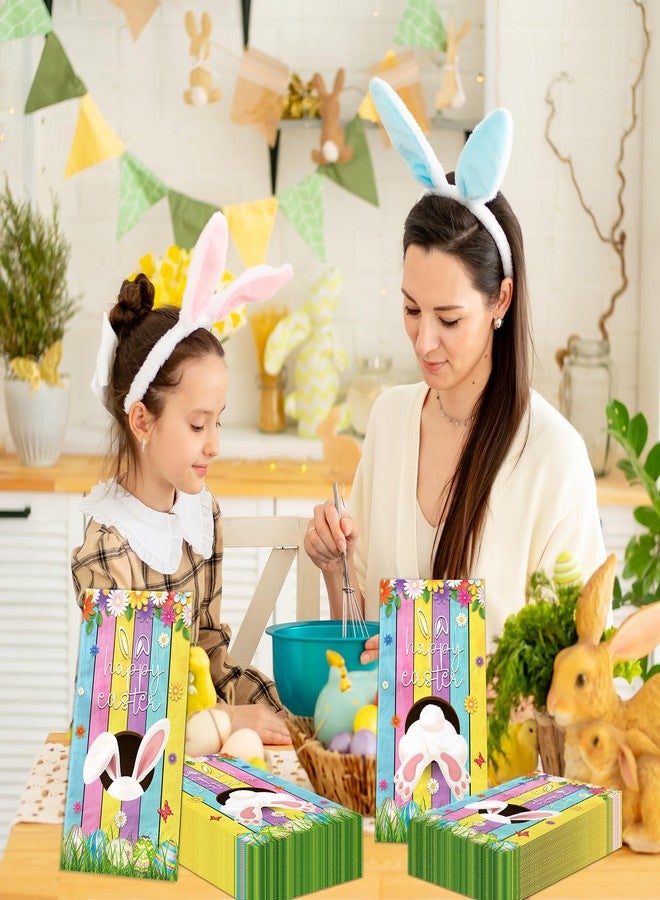 TEMYAXU 100Pcs Easter Napkins, Bunny Floral Easter Paper Napkins, Rabbit Flowers Spring Seasonal Disposable Paper Dinner Hand Napkin Towels for Happy Spring Eater Decorations - Image 4