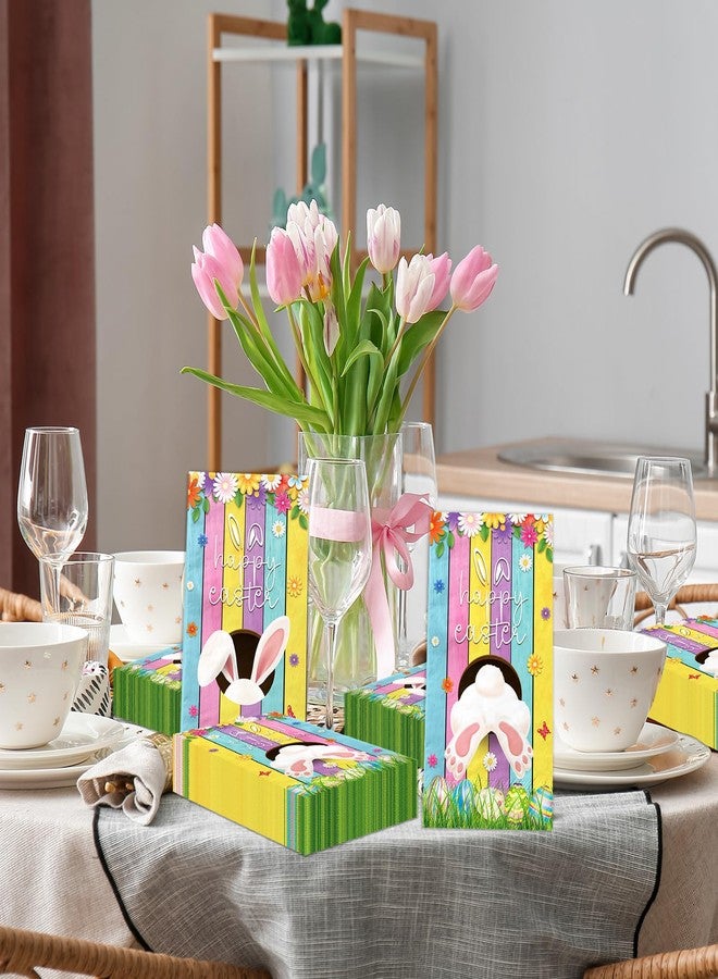 TEMYAXU 100Pcs Easter Napkins, Bunny Floral Easter Paper Napkins, Rabbit Flowers Spring Seasonal Disposable Paper Dinner Hand Napkin Towels for Happy Spring Eater Decorations - Image 3