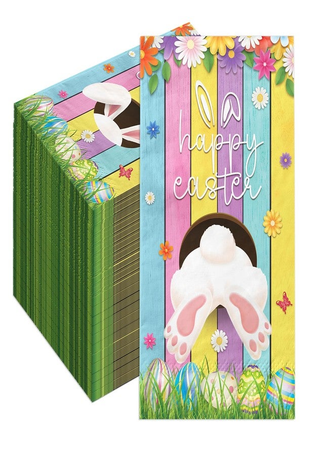 TEMYAXU 100Pcs Easter Napkins, Bunny Floral Easter Paper Napkins, Rabbit Flowers Spring Seasonal Disposable Paper Dinner Hand Napkin Towels for Happy Spring Eater Decorations - Image 1