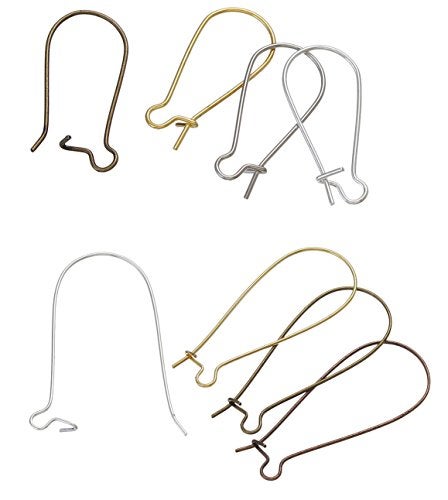 JGFinds Mixed Color Ear Wire Hooks, Silver, Bronze, Gold Tone Earring Findings, 200 Pack (1 x 3/8") - Image 5
