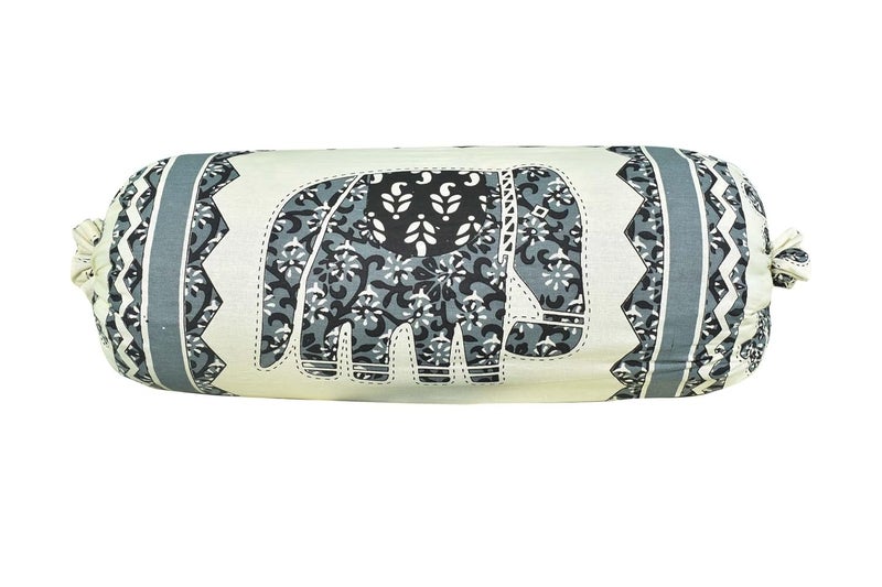 AMLEXTTRIZ Cream Animal Print Bolster Cover 100 Pure Cotton Set of 2 Round Decorative Pillow Cover for Diwan Bed Side Long Pillow Case Masand Pillowcases 16x32 Inch Gray - Image 2