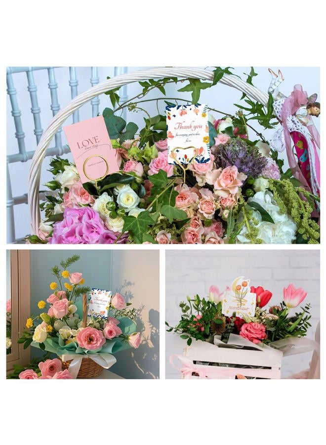 VYNFLICK Floral Card Holder: 120 Pcs Flower Place Card Holder Picks 12.6 inch Gold Gift Photo Holders for Bouquets Wedding Tables Display Centerpieces - Image 5