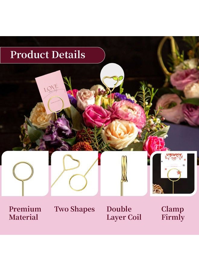VYNFLICK Floral Card Holder: 120 Pcs Flower Place Card Holder Picks 12.6 inch Gold Gift Photo Holders for Bouquets Wedding Tables Display Centerpieces - Image 3