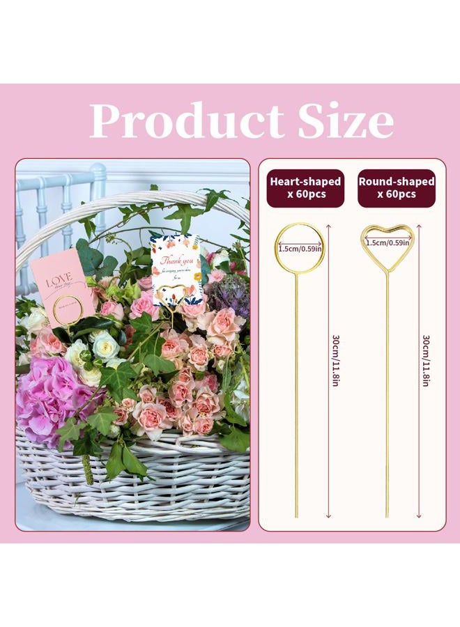 VYNFLICK Floral Card Holder: 120 Pcs Flower Place Card Holder Picks 12.6 inch Gold Gift Photo Holders for Bouquets Wedding Tables Display Centerpieces - Image 2