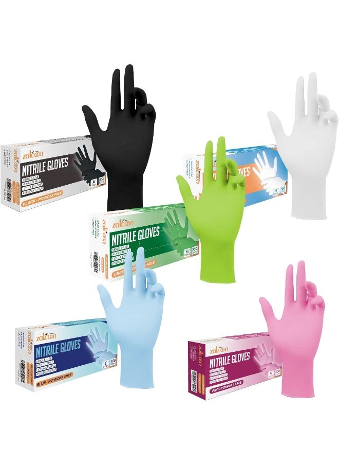 Zalcoon ZALCOON Nitrile MULTICOLOR Gloves Powder Free 4 Mil Large (5 Pack x 100 Pieces)  - Image 1