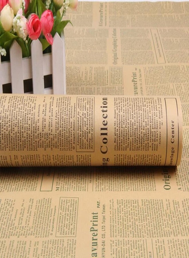 Featuman Black Cowhide Wrapping Paper, 19.6×27.5 Inch Retro English Newspaper Floral Wrapping Paper Bouquets Florist Supplies for Birthdays, Weddings, Graduation, DIY Craft Gift Packaging 20 Sheets - Image 1