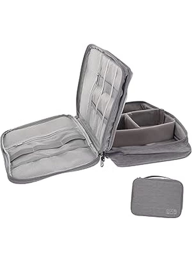 Durable Polyester Electronics Organizer Pouch For Cords Accessories Travel Home Office Outdoor Use Grey - Image 1