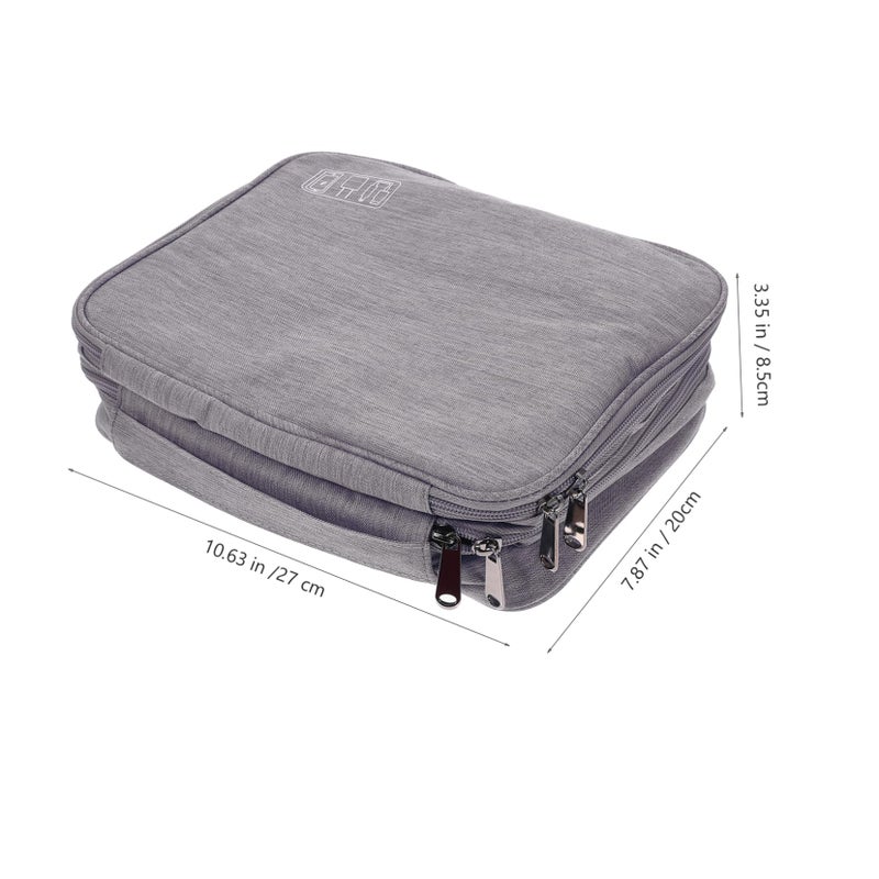 Durable Polyester Electronics Organizer Pouch For Cords Accessories Travel Home Office Outdoor Use Grey - Image 3