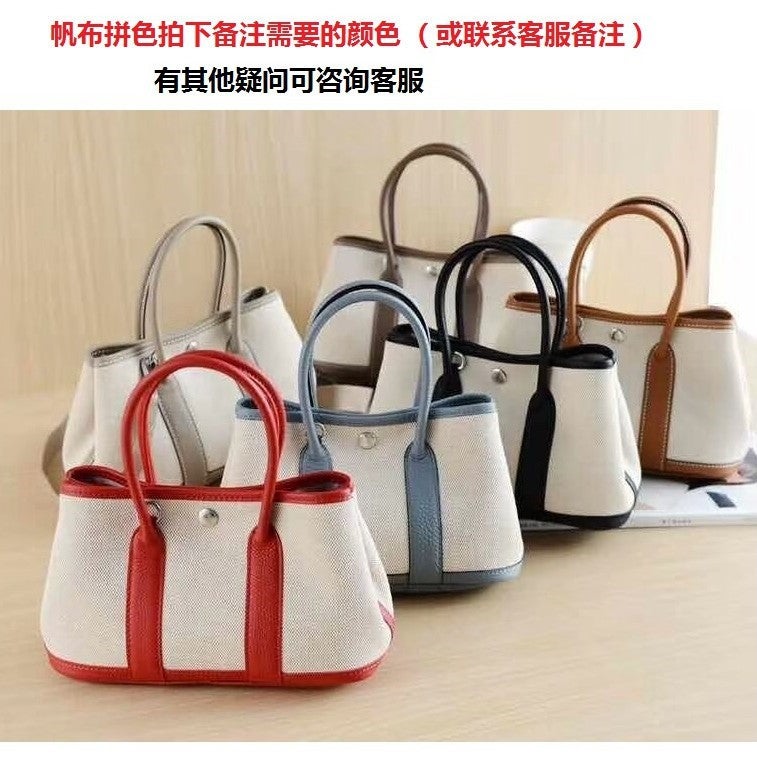2024 Leather Tote Handbag Womens Shoulder BagSail cloth matching leather 36cm-large shot note color Sail cloth matching leather 36cm-large shot note color