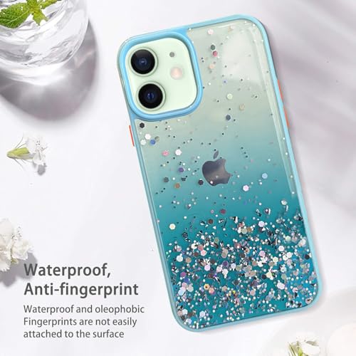 VONZEE® Case Compatible with iPhone 12 (6.1 inch), Non Moving Glitter Cover for Girls & Women Soft TPU Shockproof Anti Scratch Drop Protection Cover (Mint Green) - Image 3