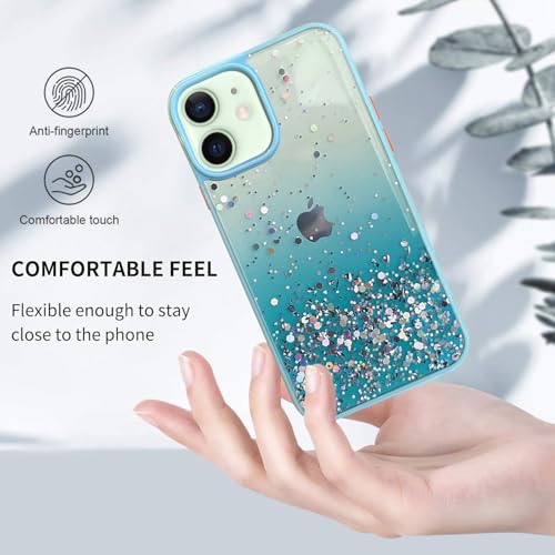 VONZEE® Case Compatible with iPhone 12 (6.1 inch), Non Moving Glitter Cover for Girls & Women Soft TPU Shockproof Anti Scratch Drop Protection Cover (Mint Green) - Image 5