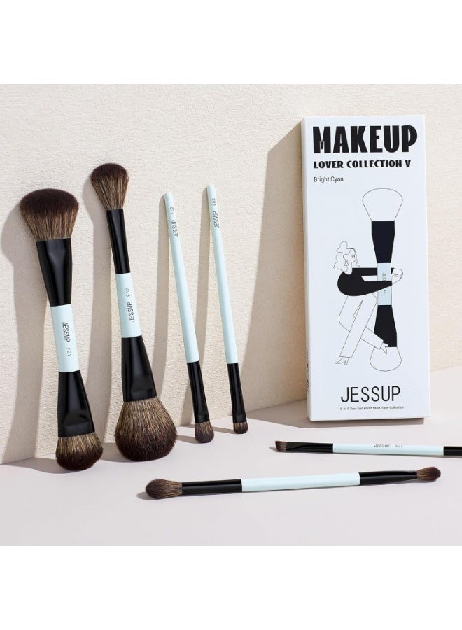 جيساب مجموعة فرش مكياج جيسوب، 10 قطع، مزدوجة الجوانب، كريم أساس، كونتور، أحمر خدود، إبراز، دمج، حواجب، ظلال عيون، كحل، فرشاة إخفاء العيوب، لون سماوي فاتح، أدوات تجميل خالية من القسوة - Image 1