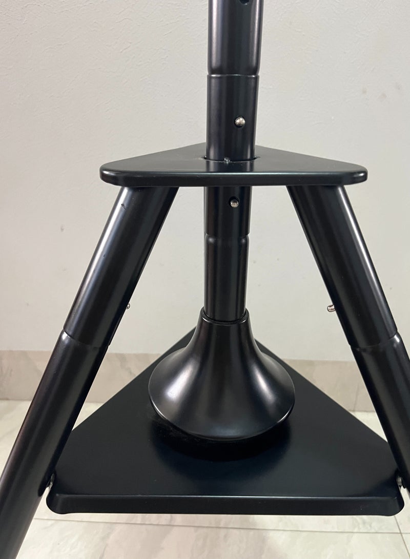 Generic Vertical clothes stand  with 4 cloth hooks  and stand for steaming clothes, Black color, 180cm  - Image 4