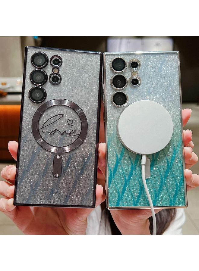 S-TOP Case For Samsung Galaxy S24 5G Dual-Love Leaves Gradient Glitter MagSafe TPU Phone Case - Image 5