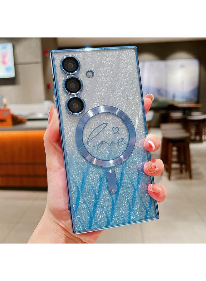 S-TOP Case For Samsung Galaxy S24 5G Dual-Love Leaves Gradient Glitter MagSafe TPU Phone Case - Image 1