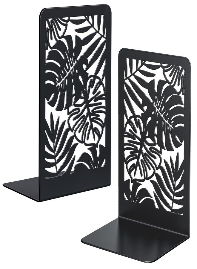 Happyhapi Decorative Book Ends for Shelves, Metal Black Bookends 1 Pair, Boho Style Book Holder for Heavy Books in Home Office Library，4.6 X 3.5 X 7 Inch - Image 1