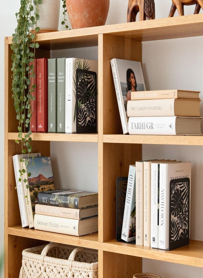 Happyhapi Decorative Book Ends for Shelves, Metal Black Bookends 1 Pair, Boho Style Book Holder for Heavy Books in Home Office Library，4.6 X 3.5 X 7 Inch - Image 5