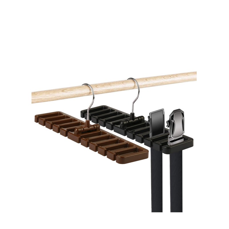 SOLARAE Belt Rack, 2pcs Belt Hanger Tie Holder Homeware Closet Organizer with Stainless Steel 360° Swivel Hook for Belts Ties Scarves - Image 1